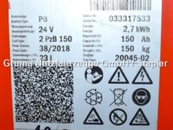 Linde 24 Volt 2 PzB 150 Ah
