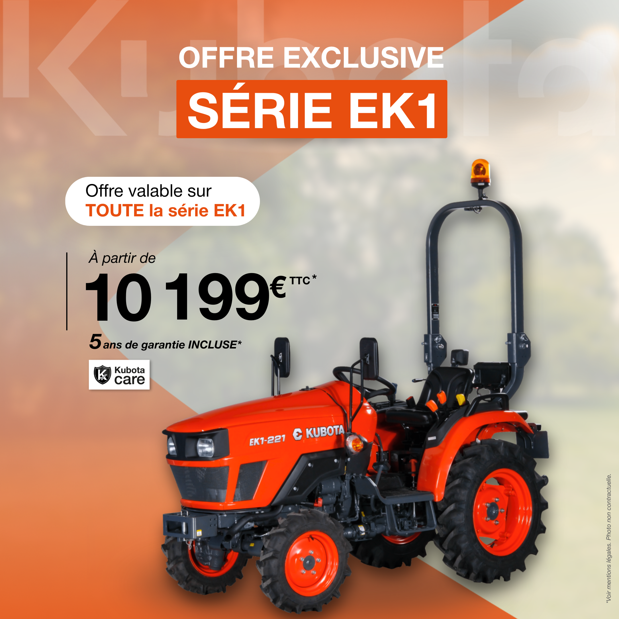 OFFRE SPECIAL Microtracteur KUBOTA EK1-221