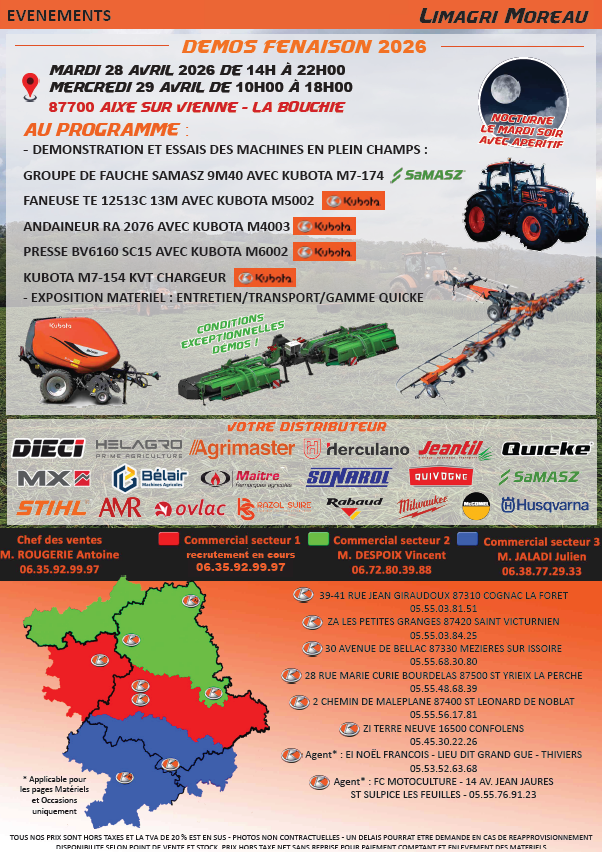 ERRATUM DATES DÉMOS FENAISON 2026